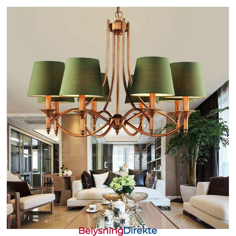 8-Lyss Rustik Lodge Integrert Metalllysekrone