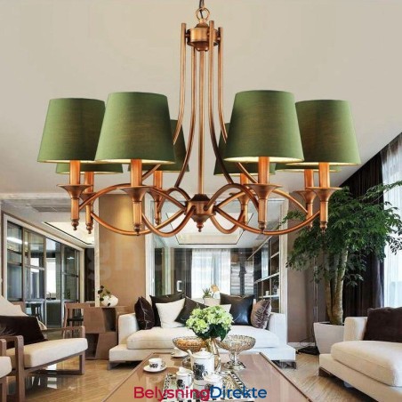 8-Lyss Rustik Lodge Integrert Metalllysekrone