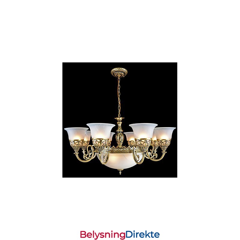 Bronselysekrone Elleve Lys Moiréglass Europeisk Retroklassiker