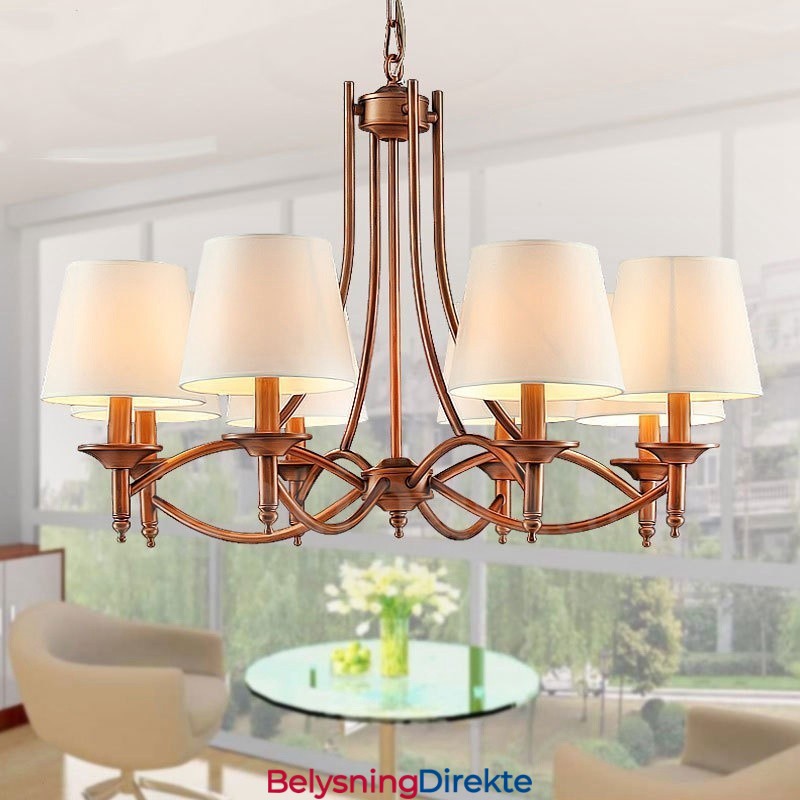 8-Lyss Rustik Lodge Integrert Metalllysekrone