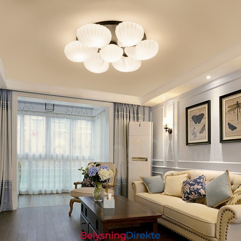 7-Lys Tradisjonell Klassisk Integrert Lysekrone Med Glassskjerm