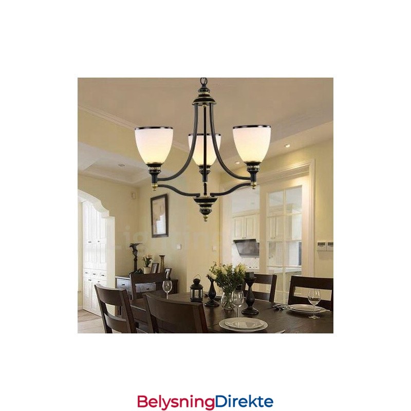 3-Lyss Rustik Lodge Integrert Metalllysekrone