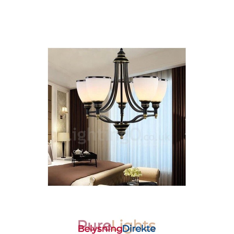 Integrert Metalllysekrone I Rustikk Lodgestil Med 5 Lys