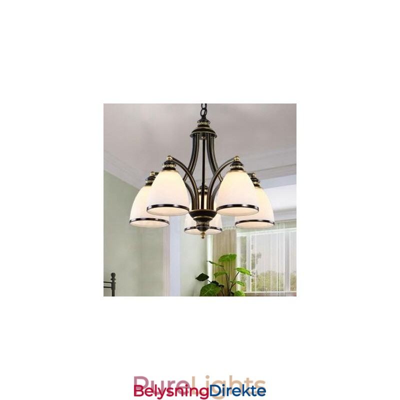 Integrert Metalllysekrone I Rustikk Lodgestil Med 5 Lys