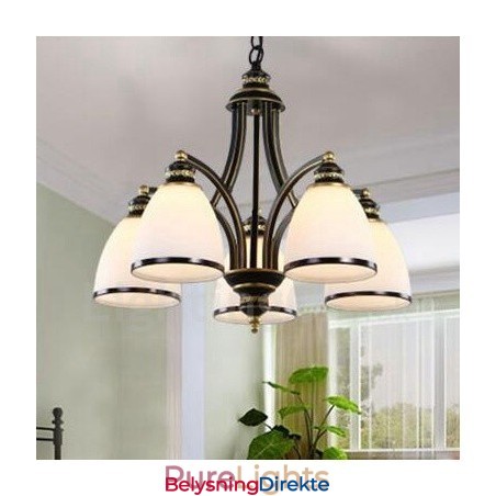 Integrert Metalllysekrone I Rustikk Lodgestil Med 5 Lys