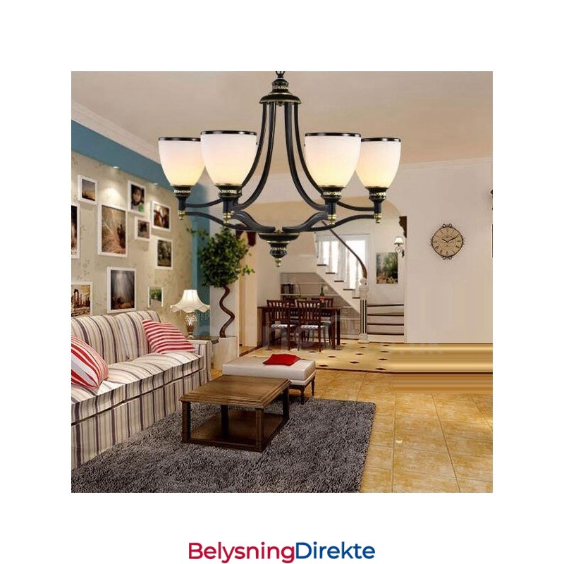 Integrert Metalllysekrone I Rustikk Lodge Med 6 Lys