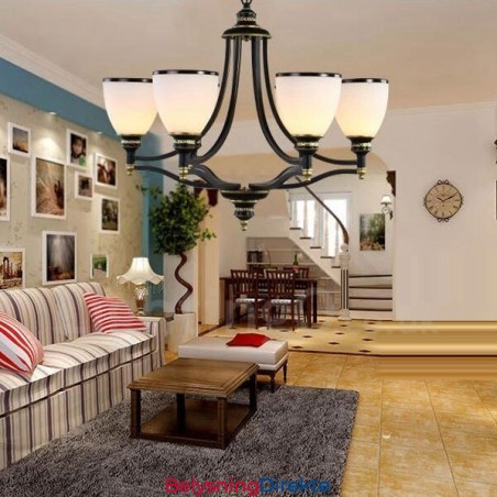 Integrert Metalllysekrone I Rustikk Lodge Med 6 Lys