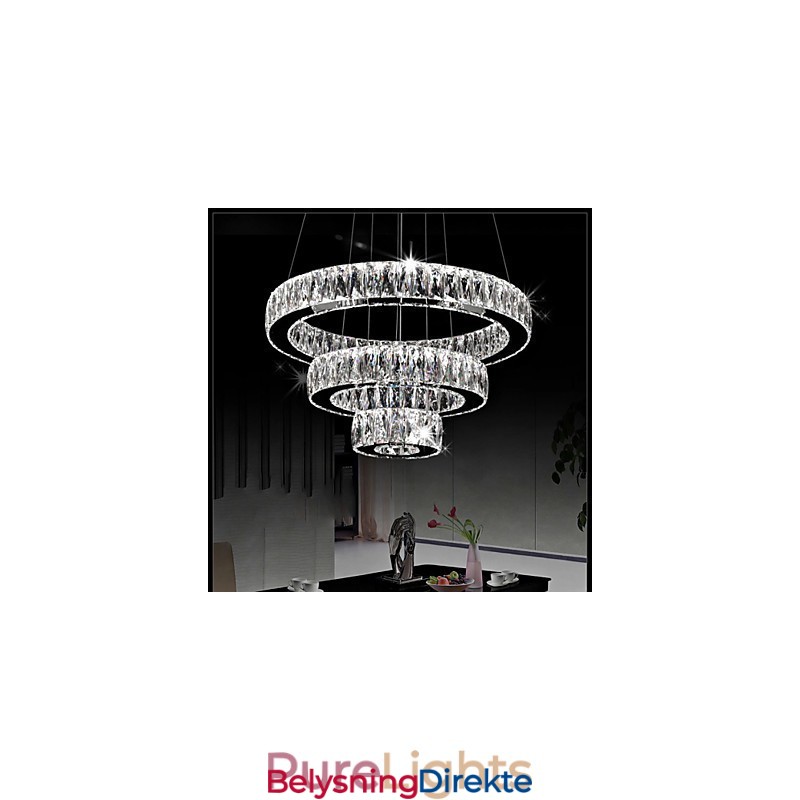 Krystall Pendellampe Moderne Belysning Tre Ringer D204060 K9 Store Krystall Taklamper