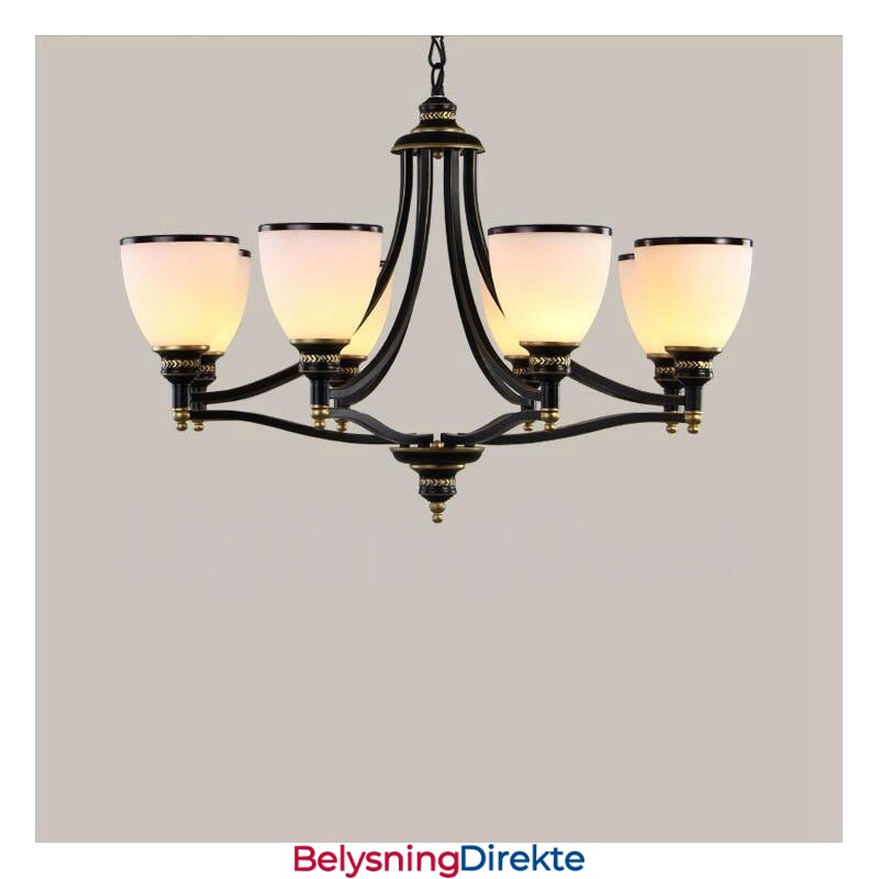 8-Lyss Rustik Lodge Integrert Metalllysekrone