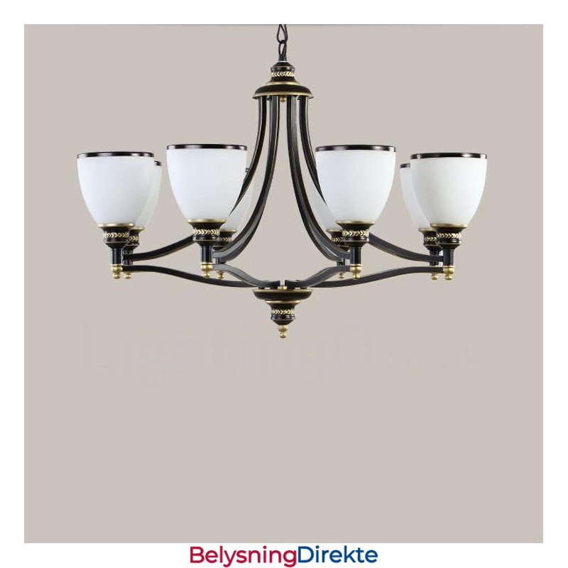 8-Lyss Rustik Lodge Integrert Metalllysekrone