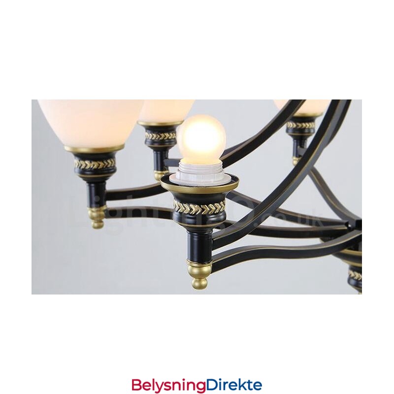 8-Lyss Rustik Lodge Integrert Metalllysekrone