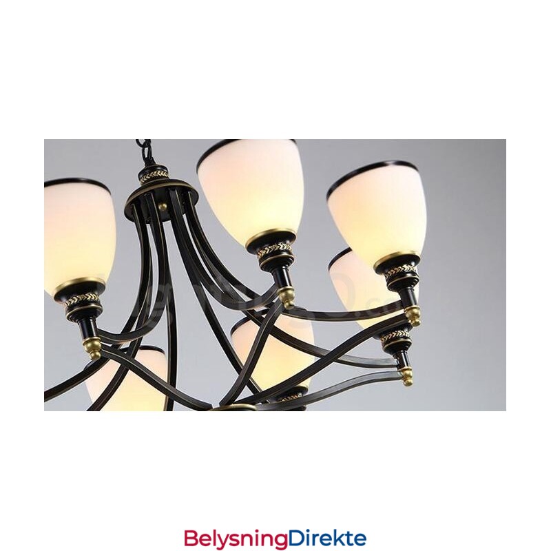 8-Lyss Rustik Lodge Integrert Metalllysekrone
