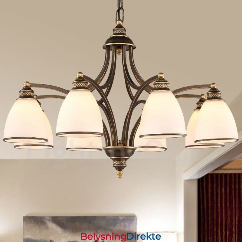 8-Lyss Rustik Lodge Integrert Metalllysekrone