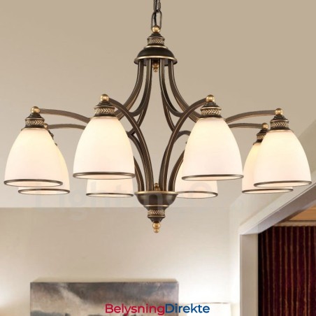 8-Lyss Rustik Lodge Integrert Metalllysekrone