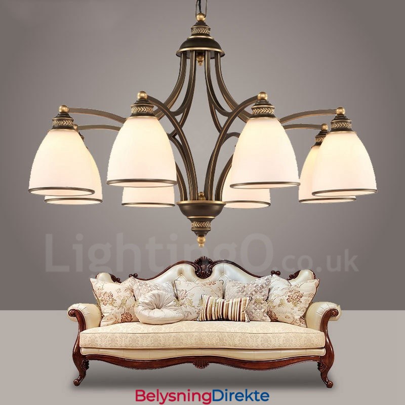 8-Lyss Rustik Lodge Integrert Metalllysekrone