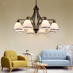 8-Lyss Rustik Lodge Integrert Metalllysekrone