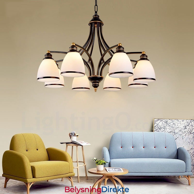 8-Lyss Rustik Lodge Integrert Metalllysekrone