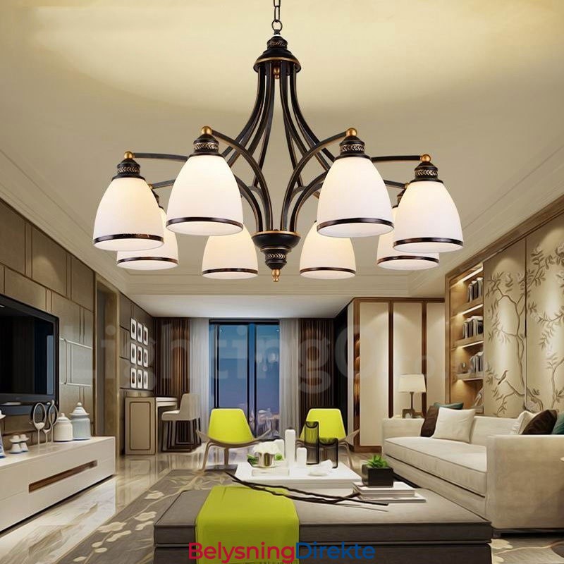 8-Lyss Rustik Lodge Integrert Metalllysekrone