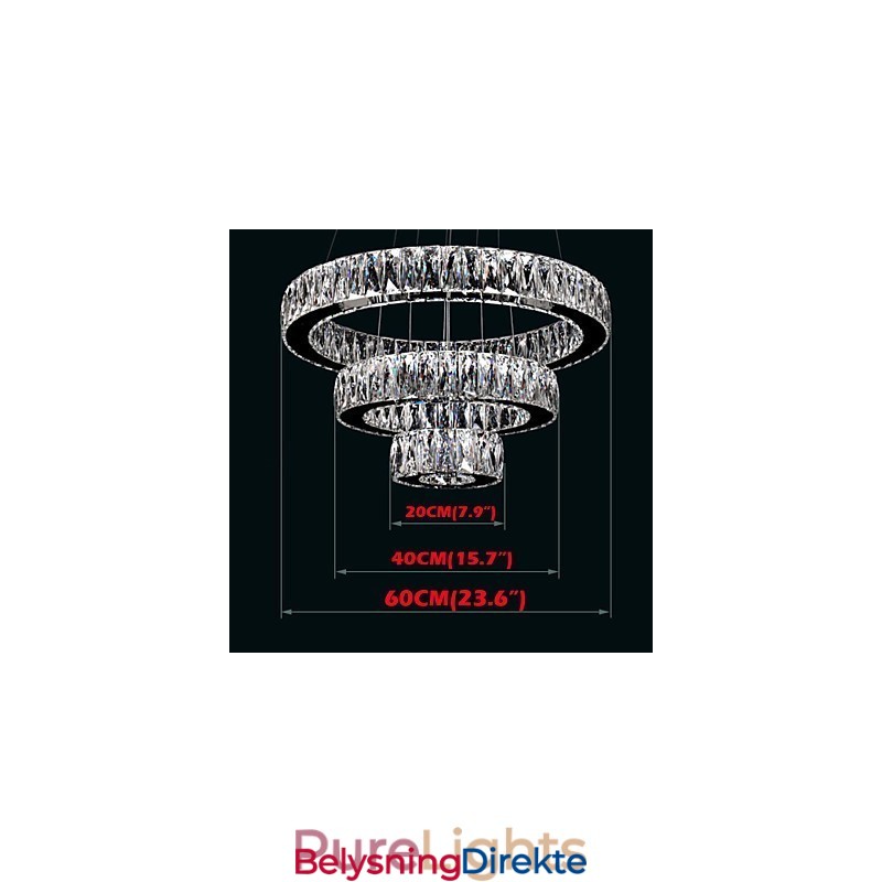 Krystall Pendellampe Moderne Belysning Tre Ringer D204060 K9 Store Krystall Taklamper