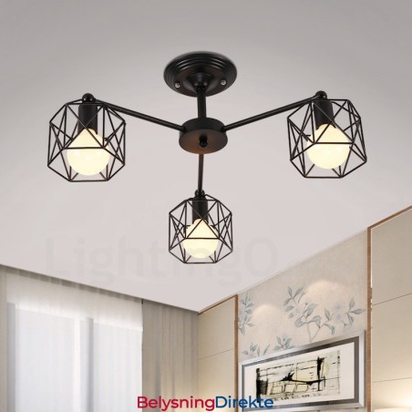 Integrert Lysekrone I Rustikk Stil Med 3 Lys