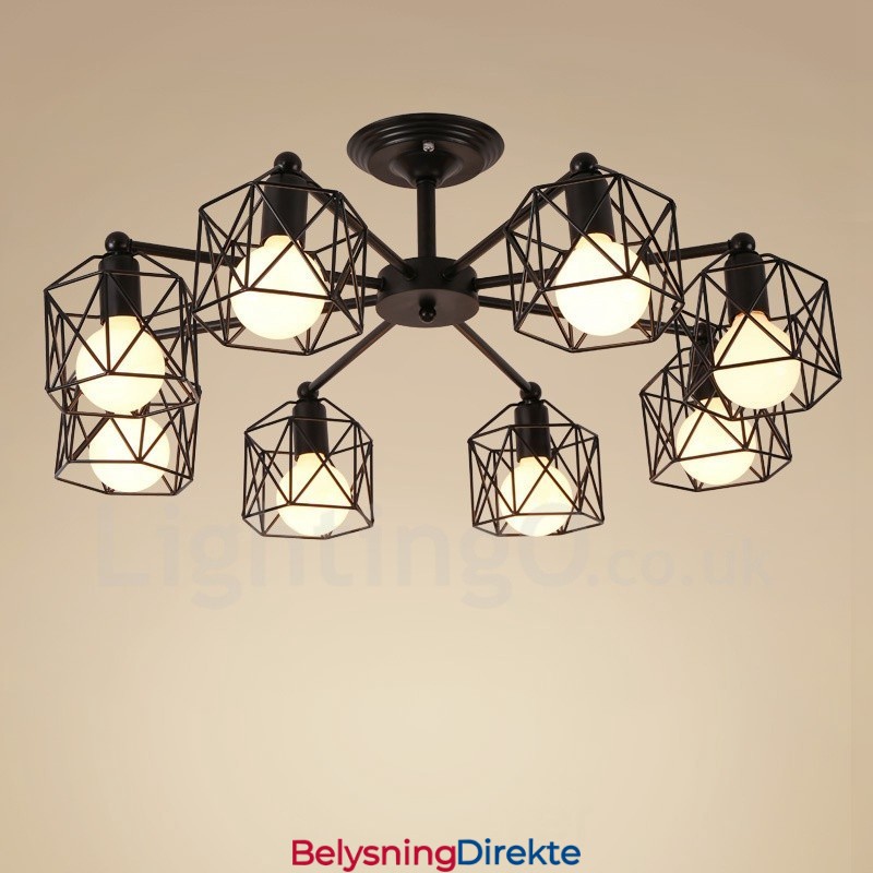 Integrert Lysekrone I Rustikk Stil Med 8 Lys