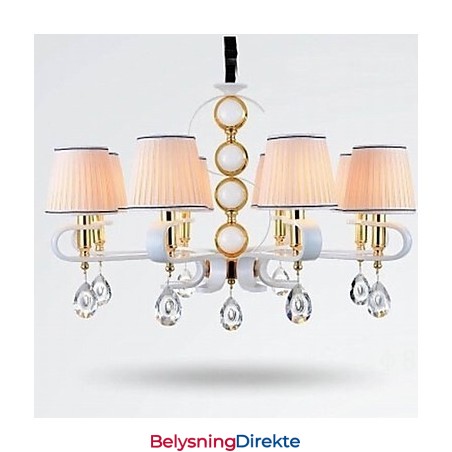 Stofflysekrone Med 8 Lys, Moderne Minimalistisk Lampe I Høy Kvalitet