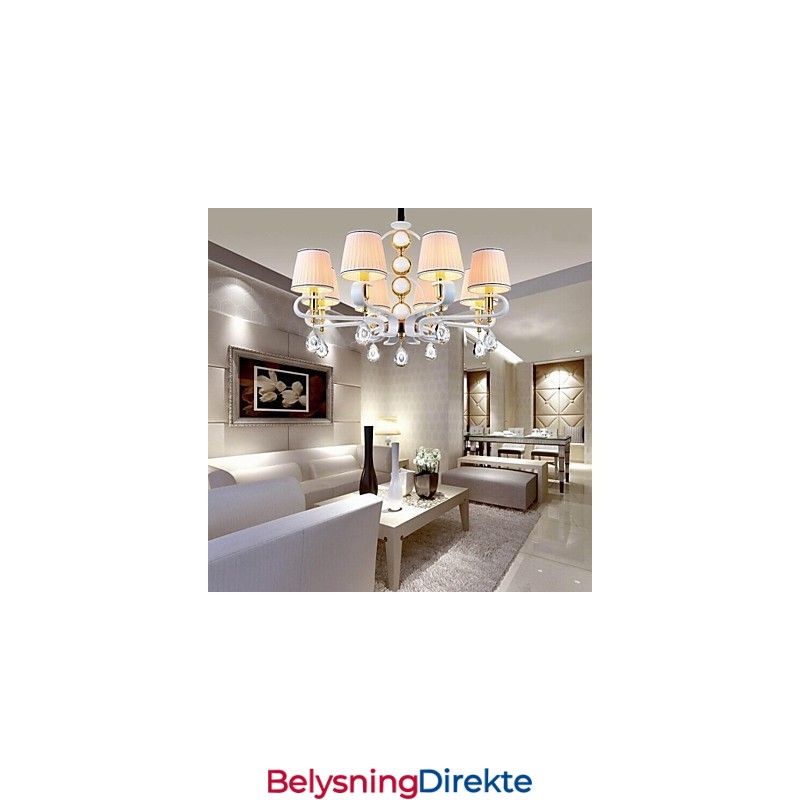 Stofflysekrone Med 8 Lys, Moderne Minimalistisk Lampe I Høy Kvalitet