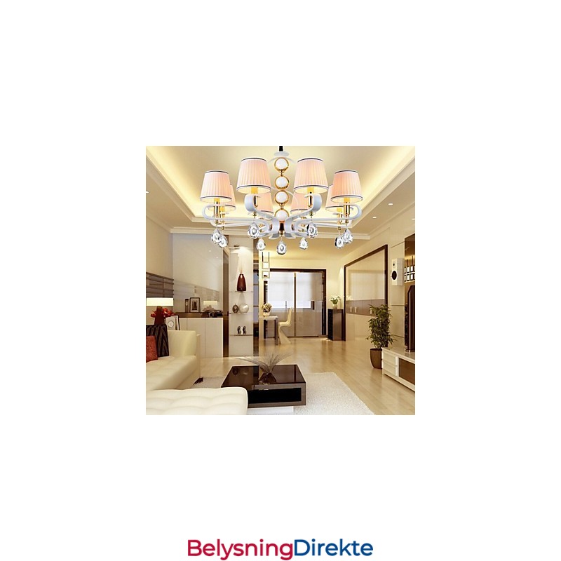 Stofflysekrone Med 8 Lys, Moderne Minimalistisk Lampe I Høy Kvalitet