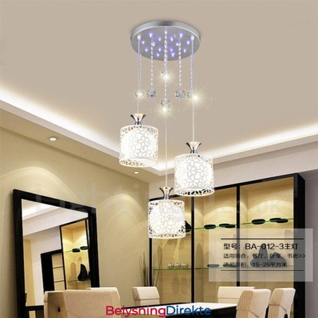 3 Lys Moderne Samtids Glødende Metall Pendellampe