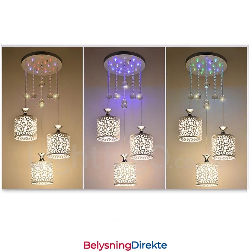 3 Lys Moderne Samtids Glødende Metall Pendellampe