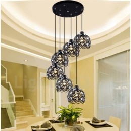 Rustikk Integrert Pendellampe Med 6 Lys