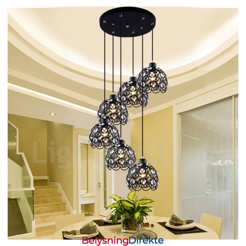 Rustikk Integrert Pendellampe Med 6 Lys