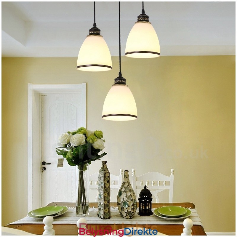 Rustikk Lodge Integrert Metallpendellampe Med 3 Lys