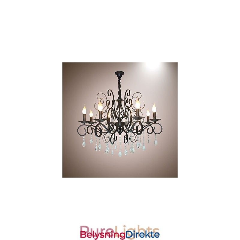 8 Hoder Av Europeisk Stil Krystalllampe Metall Lysekrone Belysning