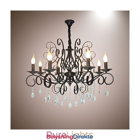 8 Hoder Av Europeisk Stil Krystalllampe Metall Lysekrone Belysning