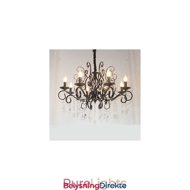 8 Hoder Av Europeisk Stil Krystalllampe Metall Lysekrone Belysning