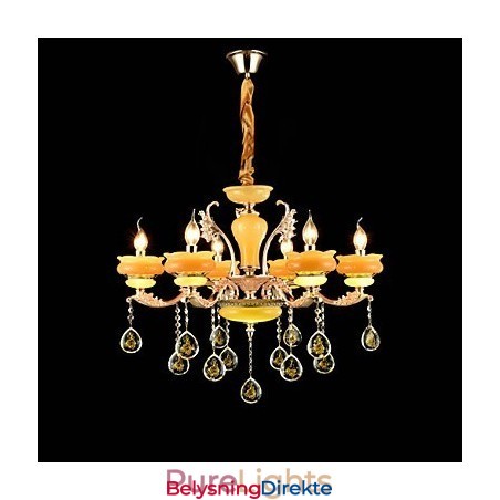 Tradisjonell Klassisk Sinklegeringsfunksjon For Krystallmini-Stil Metalllysekrone Med 6 Pærer