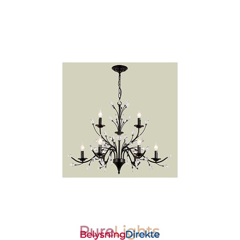 Krystalllysekrone Med 9 Lys Moderne Samtidsstil Tradisjonell Klassisk Vintage Retro Landlig Maleri