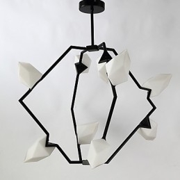 Ni-Lys Postmoderne Metalllysekrone Med Glass I Ferskenfarget Farge, Canteen Decorate-Pendellampe