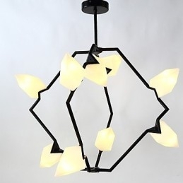 Ni-Lys Postmoderne Metalllysekrone Med Glass I Ferskenfarget Farge, Canteen Decorate-Pendellampe