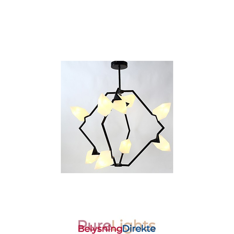 Ni-Lys Postmoderne Metalllysekrone Med Glass I Ferskenfarget Farge, Canteen Decorate-Pendellampe