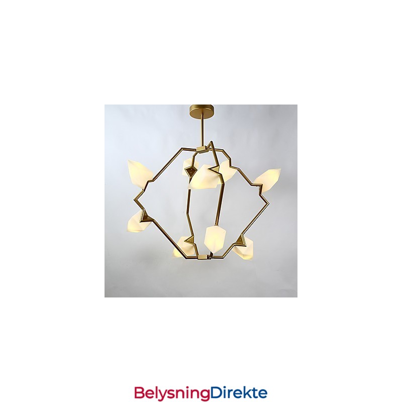 Ni-Lys Postmoderne Metalllysekrone Med Glass I Ferskenfarget Farge, Canteen Decorate-Pendellampe