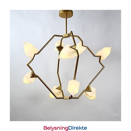 Ni-Lys Postmoderne Metalllysekrone Med Glass I Ferskenfarget Farge, Canteen Decorate-Pendellampe