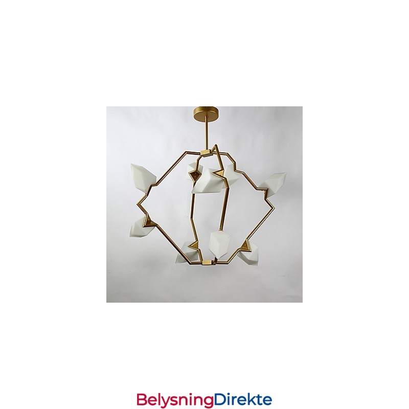 Ni-Lys Postmoderne Metalllysekrone Med Glass I Ferskenfarget Farge, Canteen Decorate-Pendellampe