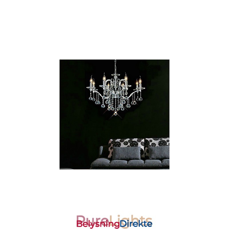 Elegant Krystalllysekrone Med 8 Lys