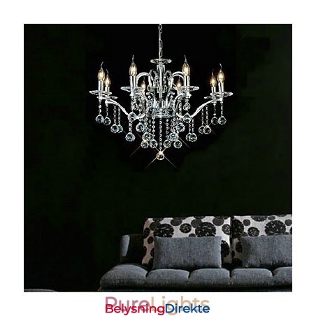 Elegant Krystalllysekrone Med 8 Lys