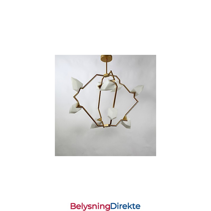 Ni-Lys Postmoderne Metalllysekrone Med Glass I Ferskenfarget Farge, Canteen Decorate-Pendellampe