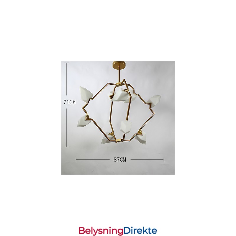 Ni-Lys Postmoderne Metalllysekrone Med Glass I Ferskenfarget Farge, Canteen Decorate-Pendellampe