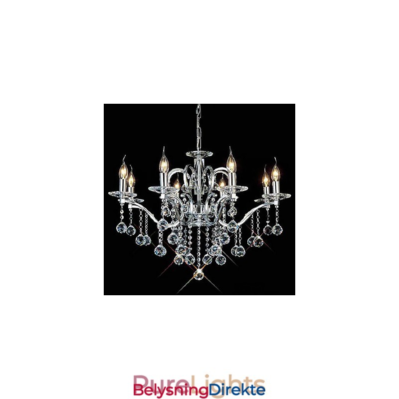 Elegant Krystalllysekrone Med 8 Lys