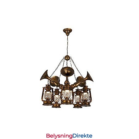 Rustikk Hytte Vintage Retro Country Globe Maleri Feature For Mini Style Designers Metalllysekrone